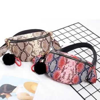 

Classics Serpentine Waist Packs Fanny Packs New Leather Fashion Wild Bag 2019 Ladies Shoulder Messenger Pockets heuptas dames