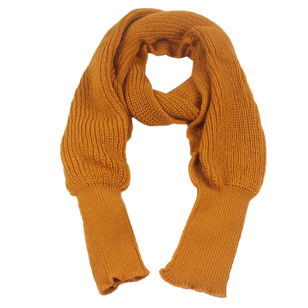 10 цветов, Женский вязаный свитер, топы, шарф с рукавом, зимняя теплая шаль, шарфы, свитера - Цвет: Цвет: желтый