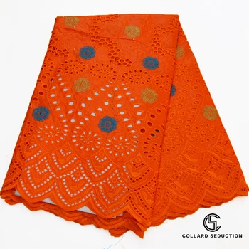 

CS orange swiss voile lace in switzerland cotton swiss lace fabric african lace fabric nigerian lace fabric for dress
