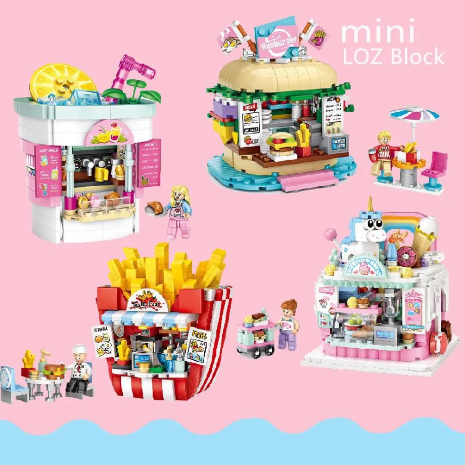 LOZ мини Алмазный строительный блок парк развлечений город улица вид десерт торт