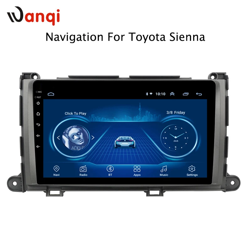 9 inch Android 8.1 2.5D Tempered HD Touchscreen Radio for Toyota Sienna 2010-2014 with Bluetooth USB WIFI support SWC