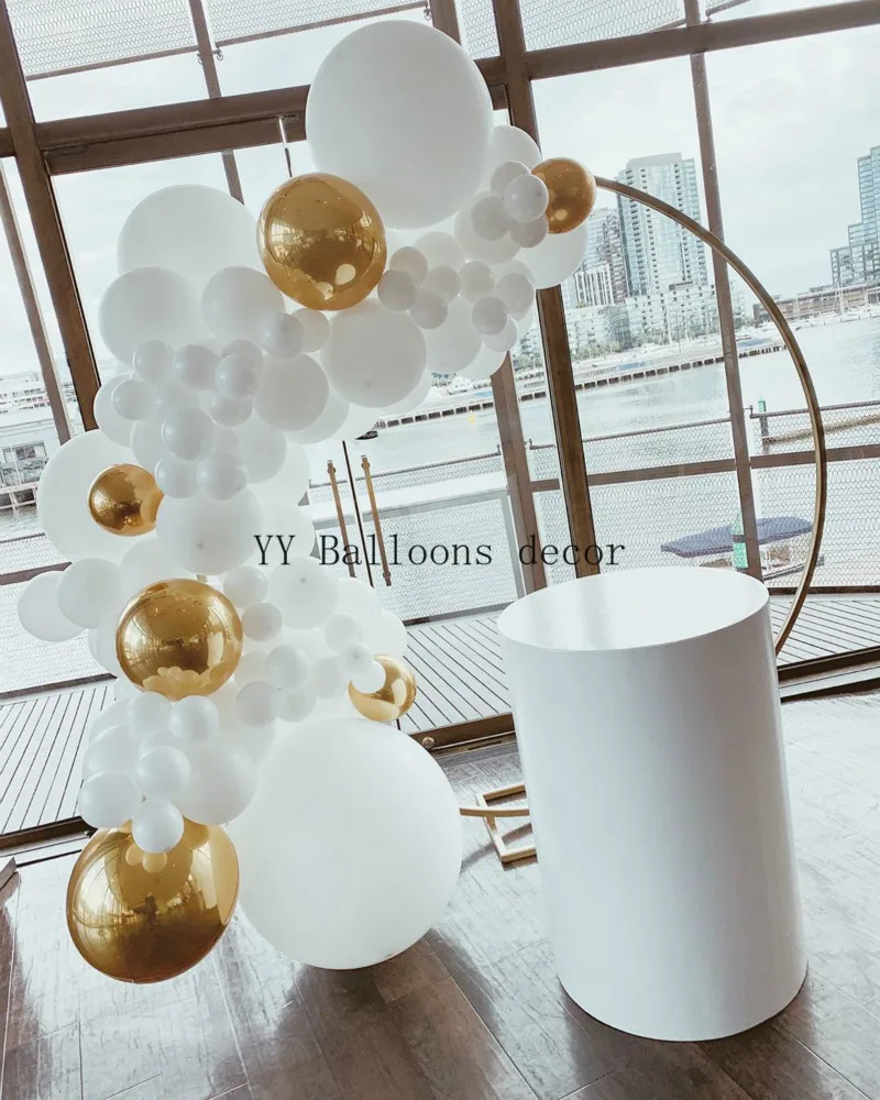 

YY 79pcs Pastel White Balloon Garland Arch 4d Gold Metal Chrome Wedding Party Backdrop Decoation Kid Party Shower Supplies
