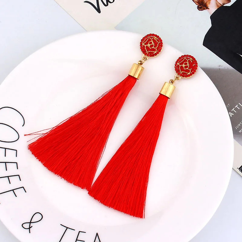 Red Tassel Earrings