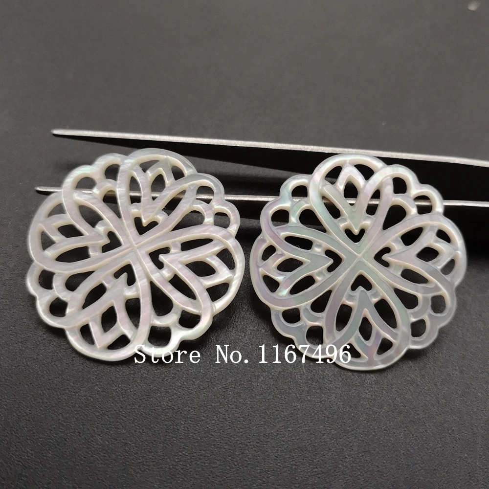 

30pcs/lot 30mm Natural Hollow cut Flower pearl MOP Beads Round Flower Mother of Pearl Shell Beads for DIY Jewelry