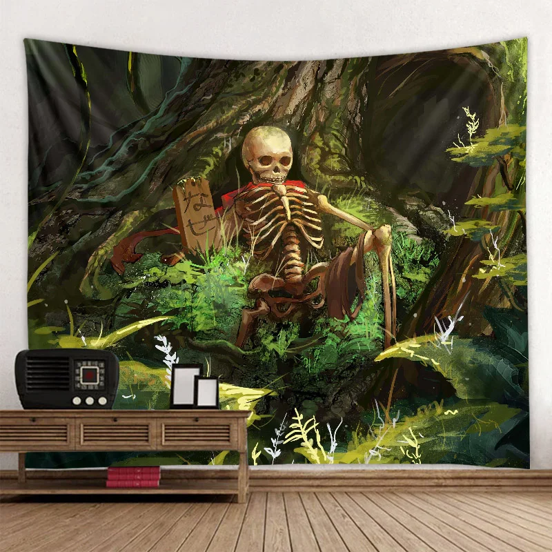 Retro Pirate Ship Rune Skull Elephant Tapestry Tapestry Hippie Psychedelic Bohemian Wall-mounted Living Room Bedroom Decoration