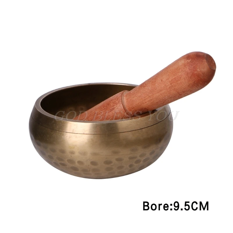 9.5cm Тибетский буддизм Поющая чаша Ручная чеканка Йога медная чакра медитация подарок расслабляющий успокаивающий звук медитация специалистов - Цвет: 9.5cm