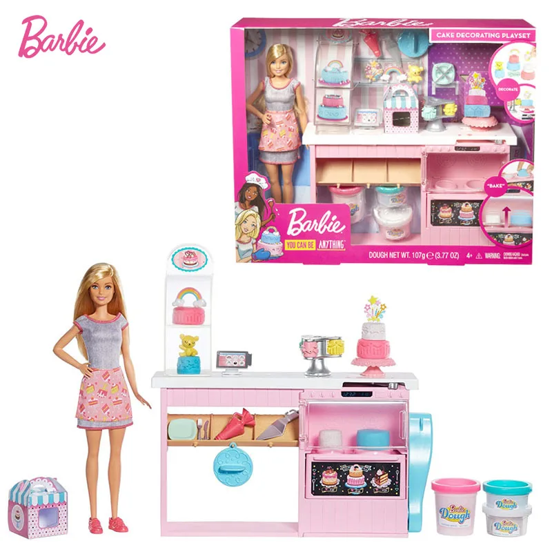 Barbie Kuchen Dekorieren Spielset Mit Blonde Puppe Kuche Insel Kochen Spielen Haus Spielzeug Fur Madchen Geburtstag Geschenk Gfp59 Aliexpress