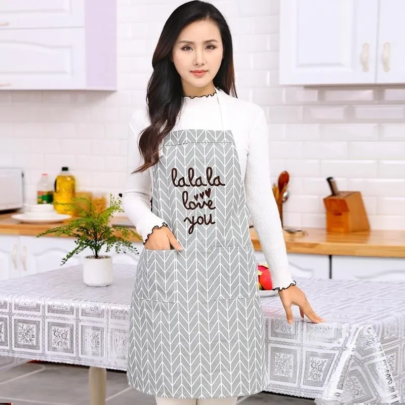 New Hot Fashion Pinafore Lady Women Men Adjustable Cotton Linen High-grade Kitchen Apron For Cooking Baking Restaurant