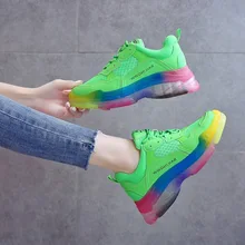 Качественная летняя и осенняя вентиляционная колодка для женщин Ins Tide Rainbow Dad фланец плоская подошва осень