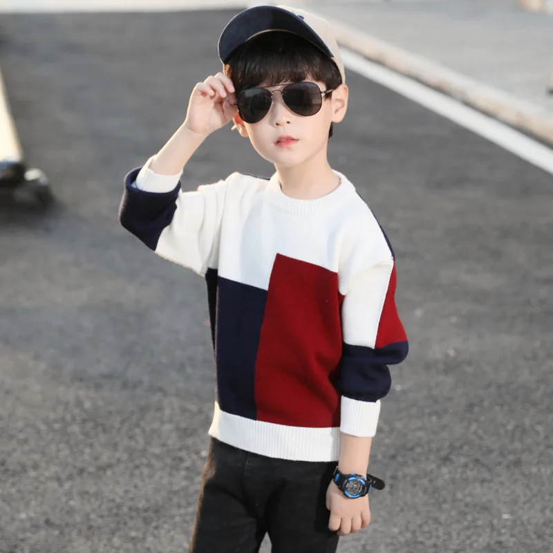 Autumn Baby Boys Sweater Toddler Boys Long-Sleeve Jumper Knitwear Patchwork Pullover For Boys High Quality Children'S Clothing Y