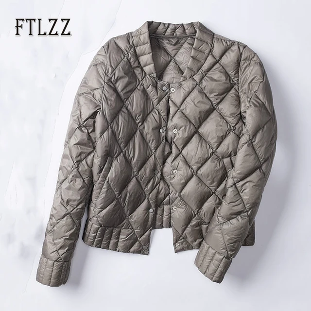 US $26.94 New 2019 Autumn Winter White Down Jacket Mujer Women Short Parkas Fashion Diamond Ultra Light Coat 