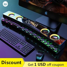 LED kablosuz oyun Bluetooth hoparlör bilgisayar Soundbar 3D Stereo müzik merkezi Subwoofer ev sineması saat hoparlör 3600mAh TF