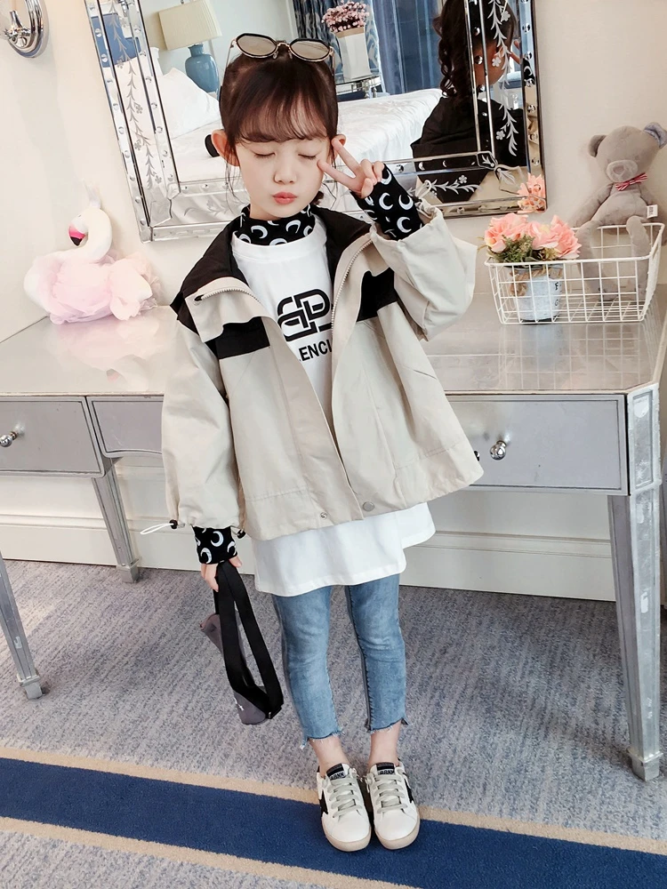

Spring Autumn Children Outerwear Jackets for Girls Coat with Hooded Girls Coats Jackets for Girls Coat Long Sleeves Kids Coat