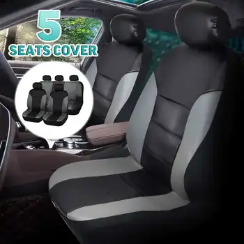 

5 Seats Universal PU Leather Car Cover Seat Protector Cushion Black Front Cover Vehicle Seat Cover Car Seat Protector