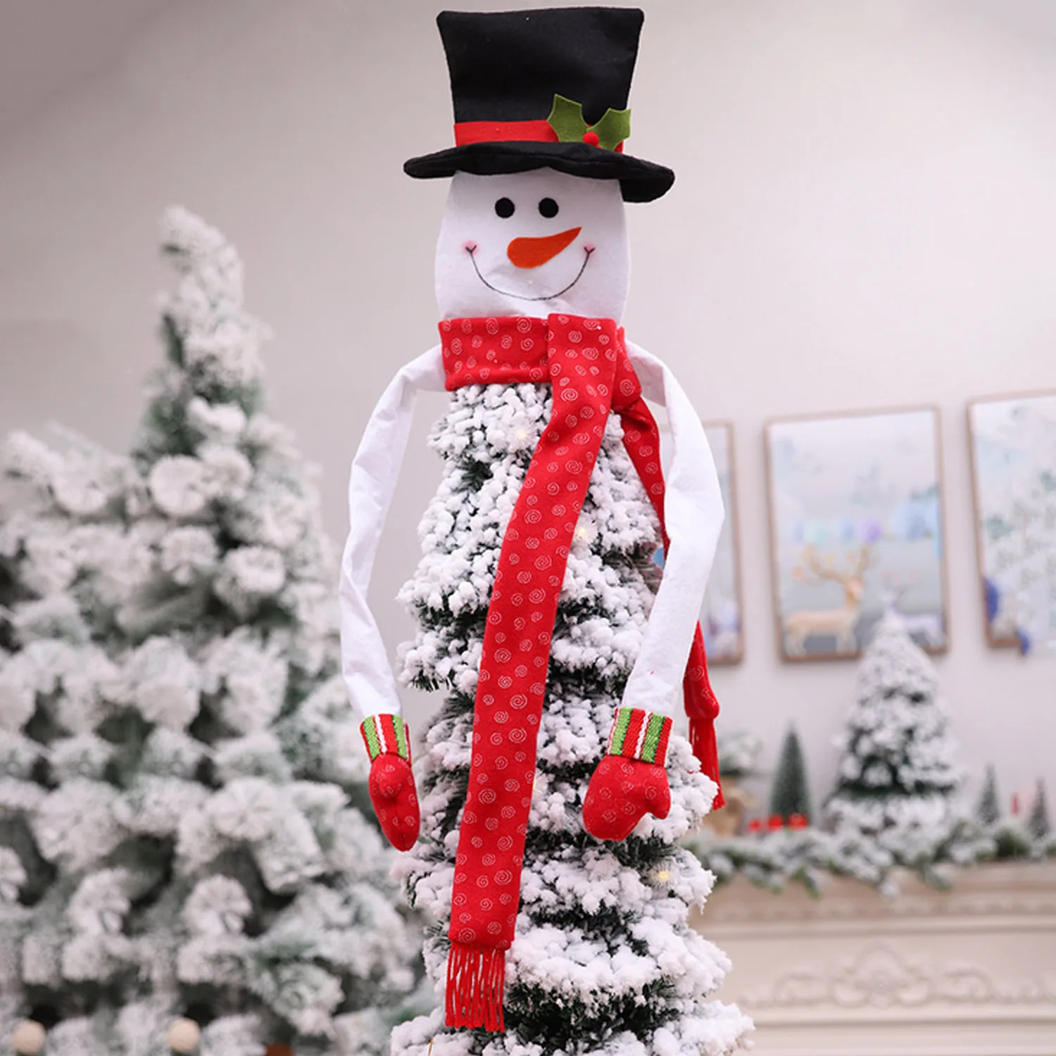 Snowman Besegad милые Рождественские Елочные топперы Снеговик Санта олень Hugger Рождественская Елка Топ орнамент украшения для дома вечерние принадлежности игрушки - Цвет: Snowman