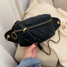 Из искусственной кожи нагрудный ремень сумки для Для женщин сумка на поясном ремне модные на молнии чехол девушка Повседневное поясная сумка женская цепочка сумка "Почтальон" на ремне сумки