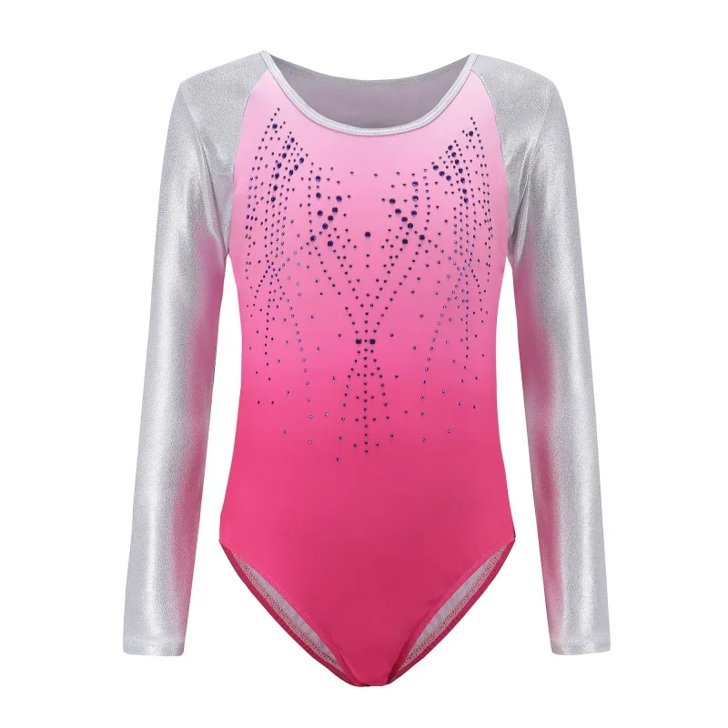 

Children ballet gymnastics suit dance practice clothes dance clothes girls Long sleeve diamond pattern body suits