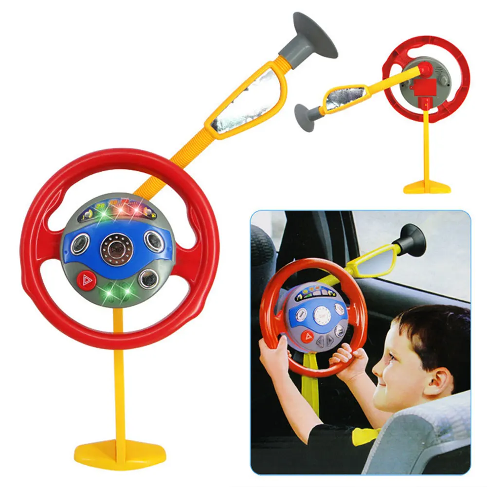 Baby Kids Car Gift Music Voices Colorful Flash Steering Wheel Toy Electric Backseat Travel Sounds Simulation 4