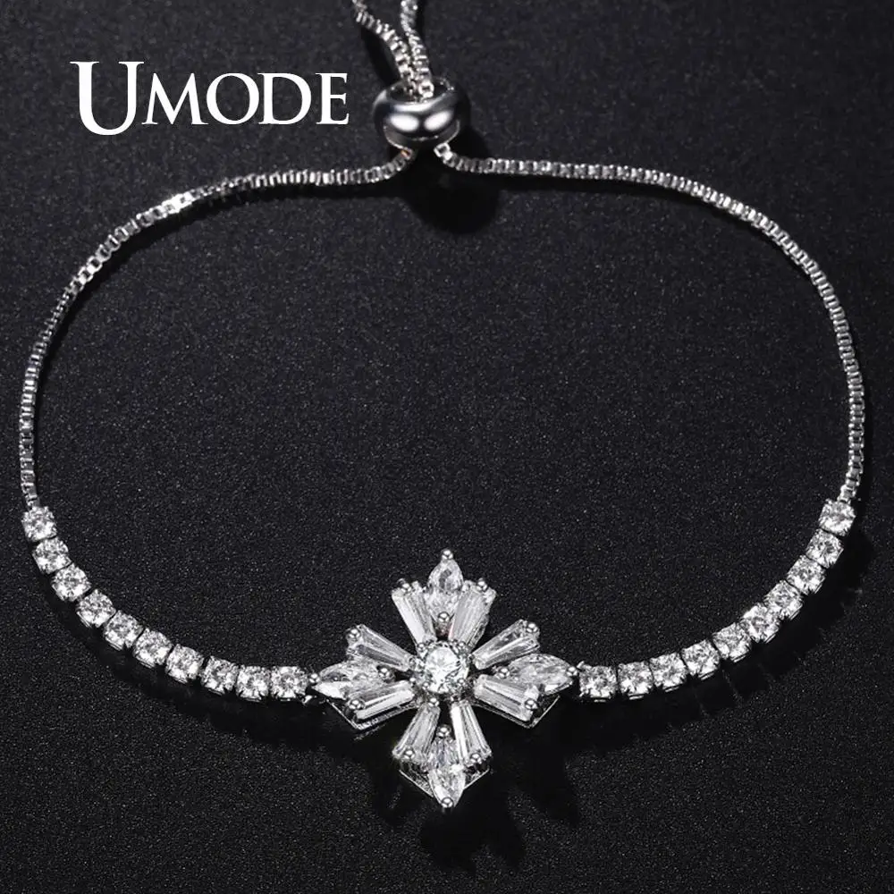 UMODE Роскошные геометрические CZ браслеты с кристаллами для женщин винтажные регулируемые теннисные браслеты и браслеты ювелирные аксессуары UB0213