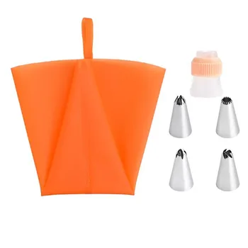 

6PCS/set 4PCS Piping Nozzle Tips 1 Silicone Icing Pastry Bags Cake Stainless Steel Tulip Icing Nozzle Converter Decorating Tools