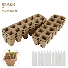 Grid Plates Behogar Seed Starter Peat Pots Seedlings Dibbers Plant Labels plant seeds Garden Pots 5Pcs Nursery Cup +12pcs Label