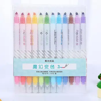 

12Pcs Colorful Double Head Highlighter Pens for Office School Use