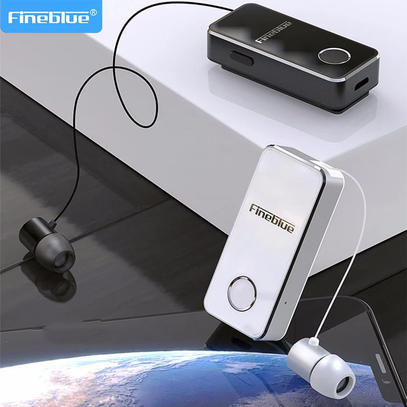 FineBlue F2 Wireless Bluetooth V5 0 Headset Handsfree Vibrating Alert Wear Clip Earphone Noise Cancellation for Smartphone