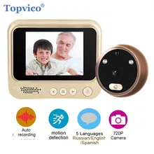 Topvico – sonnette vidéo, visionneuse de porte, détection de mouvement, sonnette électronique, caméra vidéo, sécurité, Auto Photo, batterie Li