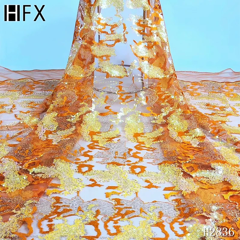 HFX African Lace Fabric 2019 High Quality Glitter Bead Embroidery Sequins French Net Fabrics For Wedding F2836 | Дом и сад