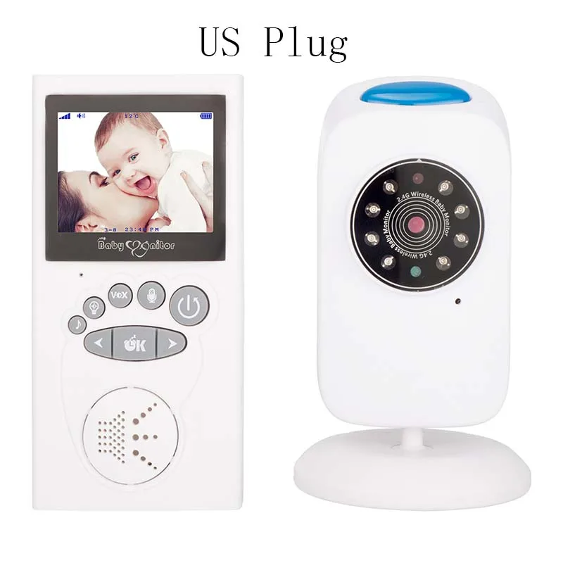 2,4 дюймовый ЖК-видео детский монитор 2,4G беспроводной 2 способ разговора ночное видение Детская безопасность Температурный датчик детская камера безопасности - Цвет: US Plug 9 Languages