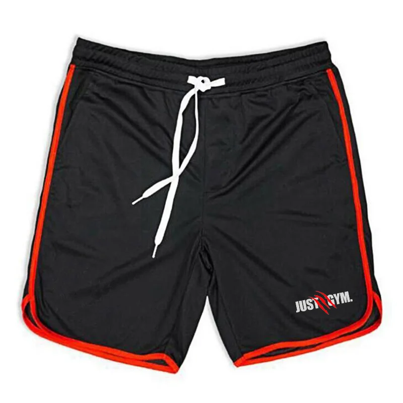 Брендовые дышащие мужские повседневные спортивные шорты для фитнеса, мужские Модные удобные шорты больших размеров, мужские спортивные шорты с сеткой для бодибилдинга - Цвет: Black Red