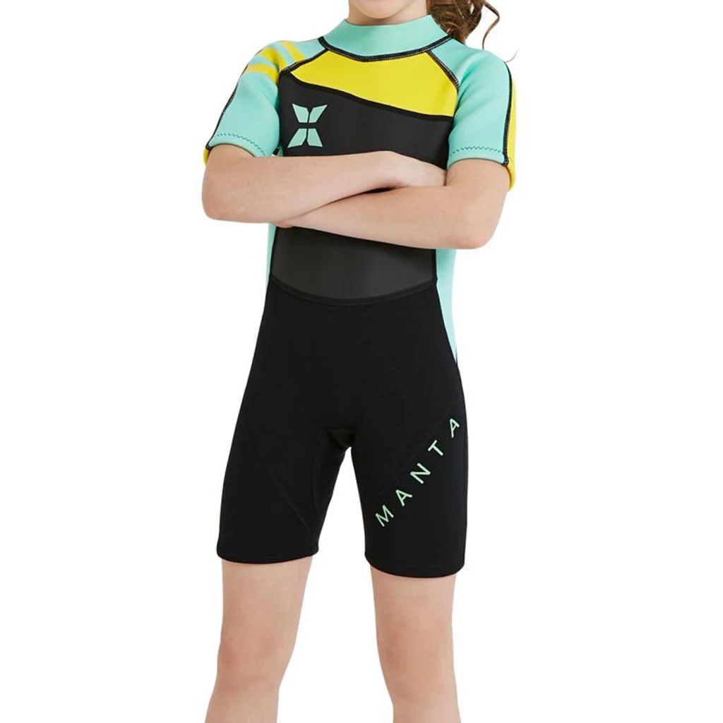 Детский Гидрокостюм с короткими рукавами, купальный костюм, купальный костюм, Цельный купальник UPF50+, костюм для дайвинга, для серфинга и подводного плавания