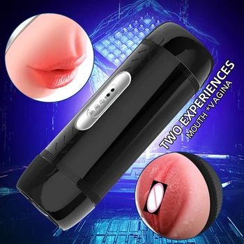 New Automatic Male Masturbation Cup Vibrator Dual channel Mouth Vagina Masturbator Erotic Sex Machine Adult Sex Toys for Men 3