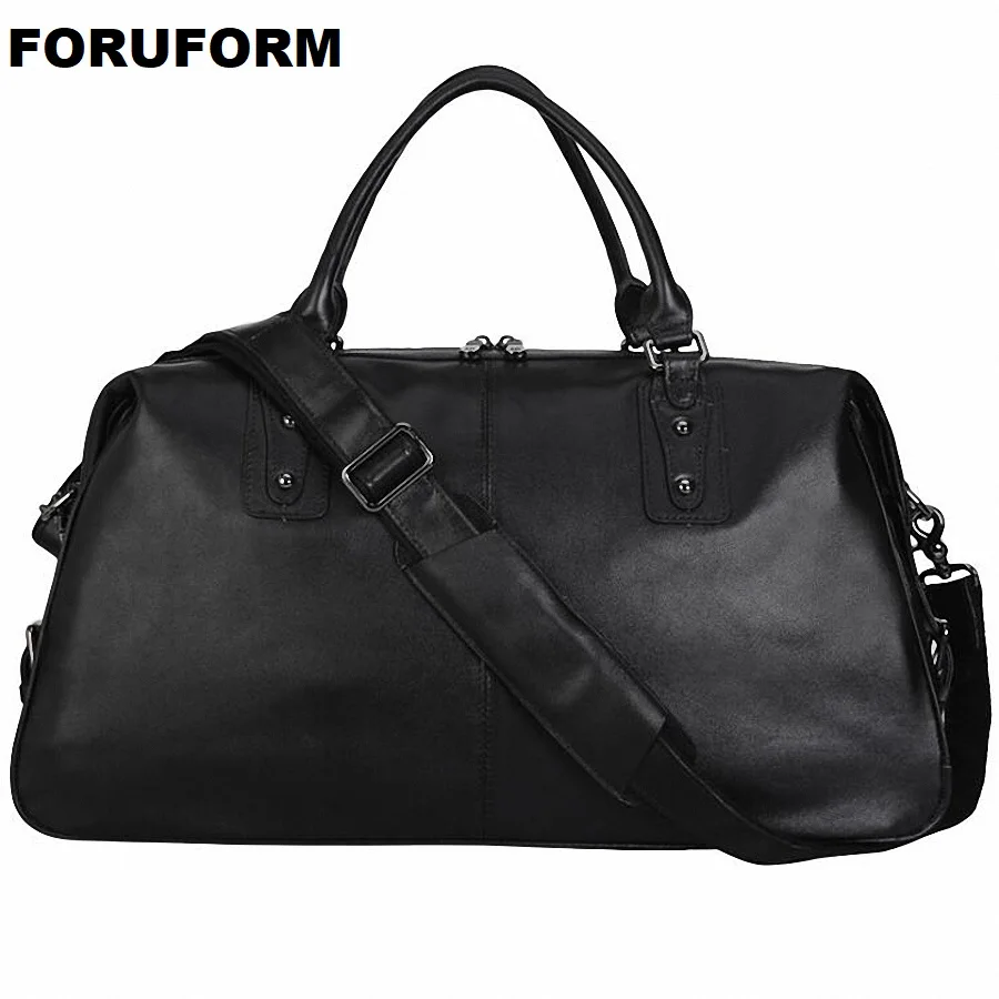 Cheap  Men genuine leather travel duffel 14 inch Laptop Real leather travel bag Big vintage leather zip ar