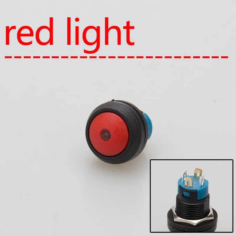 Colored12mm Plastic Push Button Switch 6v 12v 24v 3-220v Led Lamp Illumination Waterproof Momentary/latching Switch Ligh/no Lamp light switch night light Wall Switches