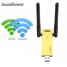 Asunflower Usb двухдиапазонный Wifi адаптер 2,4G/5 Ghz сетевая карта ключ с антеннами USB3.0 беспроводная сеть 802.11AC Wifi адаптер