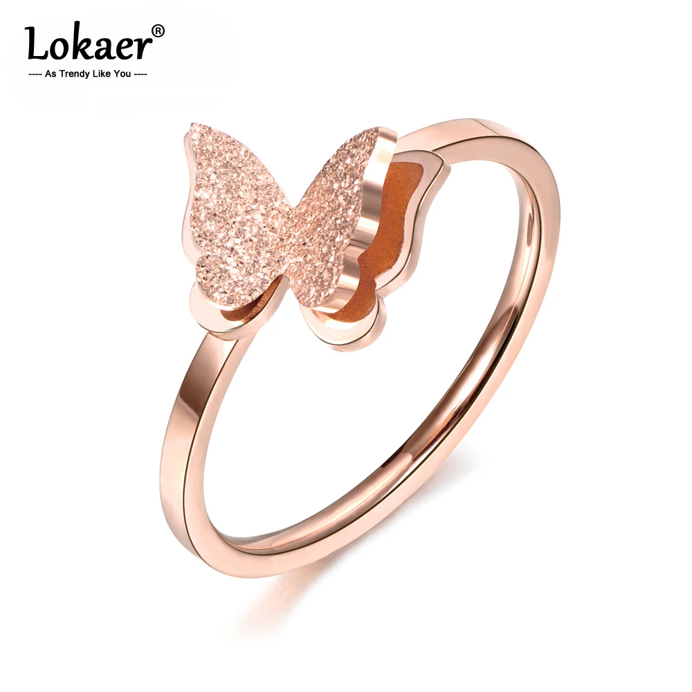 Модные обручальные кольца Lokaer с 3D бабочкой розовое золото топ бренд ювелирные