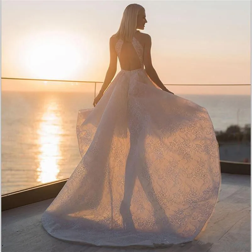 sexy-white-lace-wedding-dresses-princess-custom-made-backless-hi-lo-bridal-dress-simple-sweep-train-beach-wedding-gowns-with-sashes (2)_副本