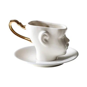 

Nordic Speciality Tea Cup Ceramic Simple Dessert White Personalized Coffee Cup Set with Handle Handmade Fincan Tableware AF50BD