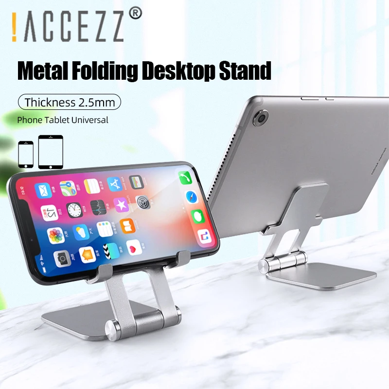 

!ACCEZZ Phone Tablet Metal Holder Stand For iPhone 7plus 11 Pro MAX X For Samsung For Huawei P40 iPad Double Folding Bracket