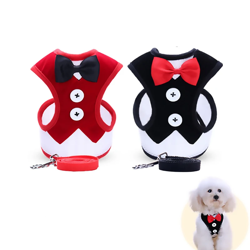 

Elegant Bowtie Dog Harness Vest With Leash Adjustable Cat Harness Leash Set Cute Bow Knot Tuxedo Suit For Cats Kitten Puppy Shop