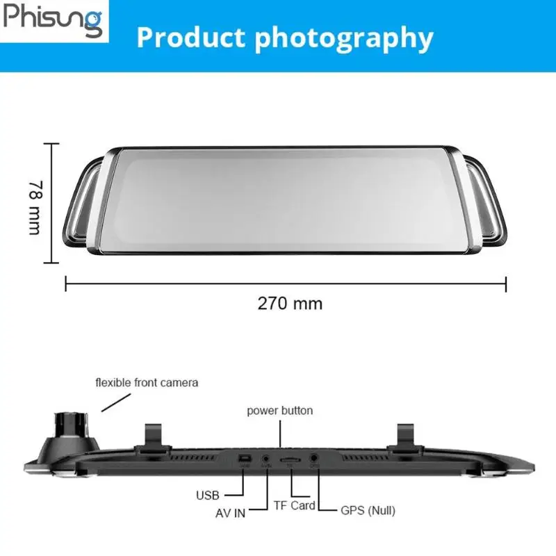 Phisung G900 9,3" FHD 1296P Автомобильное зеркало заднего вида DVR камера двойной объектив поток медиа видеорегистратор ночного видения