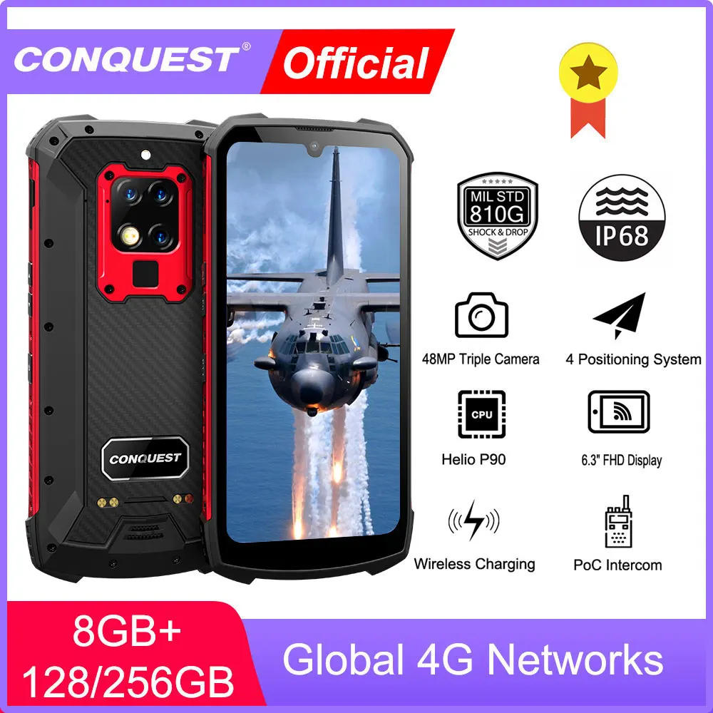 CONQUEST Helio P90 S16 IP68 Shockproof 256gb 8gb WCDMA/GSM/CDMA/LTE Nfc Usb-Pd Wireless Charging