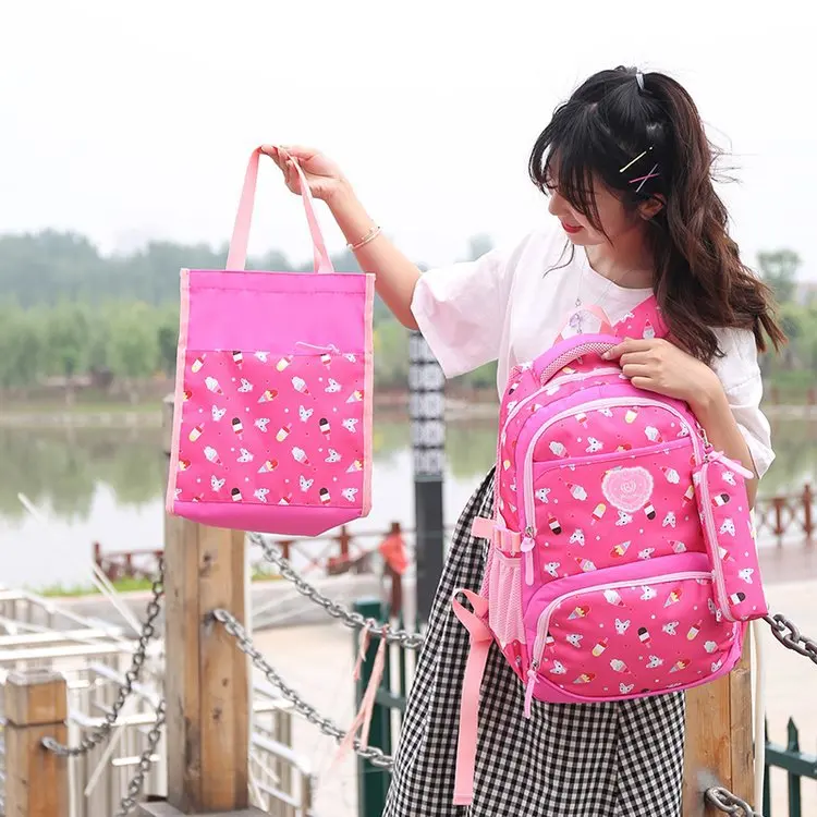 

New Style GIRL'S Backpack Cute Cartoon 1-6 Grade Schoolbag for Elementary School Students Three-piece Set Different Size Bags