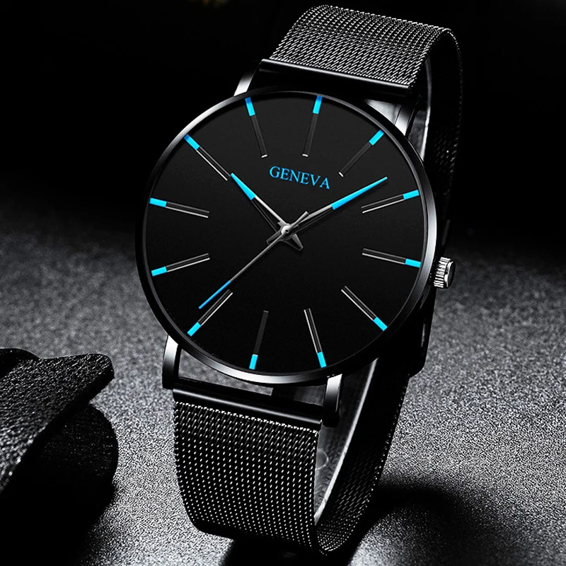 Relojes Masculino, модные мужские черные часы, роскошные часы из нержавеющей стали с ремешком, аналоговые кварцевые наручные часы, мужские деловые повседневные часы