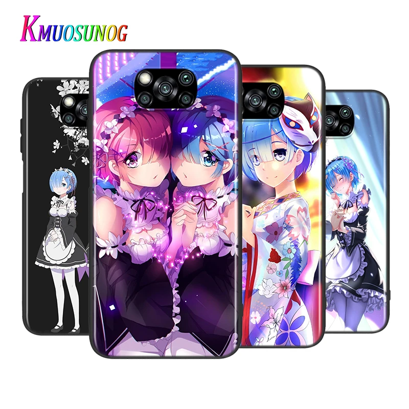 xiaomi leather case charging Anime Lại Bằng Không Rem Cho Xiaomi Mi 11 10T Note 10 Poco X3 NFC M2 X2 F2 C3 M3 chơi Pha 3 A2 8 Lite Pro Ốp Lưng Điện Thoại xiaomi leather case glass