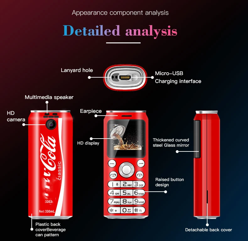 Самый маленький мобильный телефон SATREND K8 Mini Cola в форме мобильного телефона Bluetooth Dialer Мини-запись звонков детский мобильный телефон