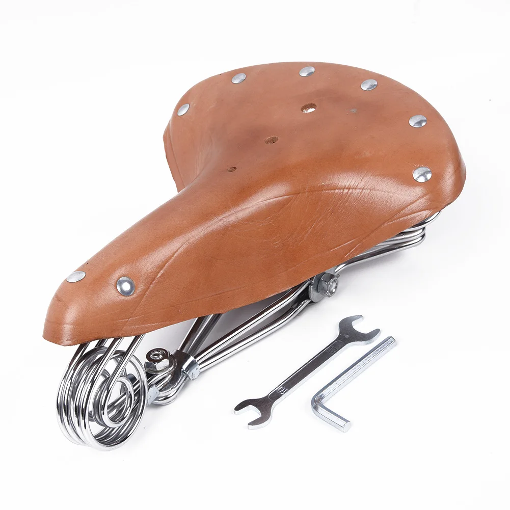 Винтажное кожаное Велосипедное Сиденье из воловьей кожи в стиле ретро