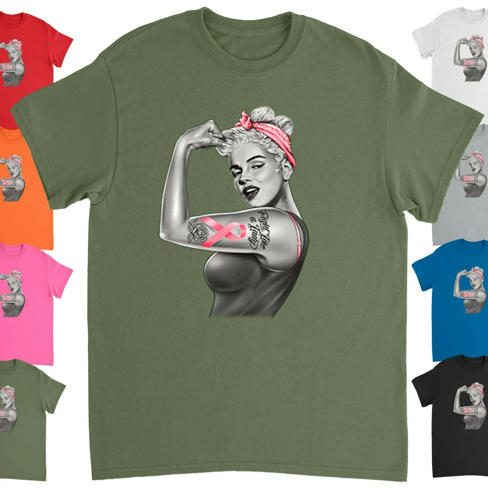 

Summer 2019 Marilyn Monroe Pink Ribbon T-Shirt Breast Cancer Awareness Lil Uzi Vert Streetwear Discount Harajuku Men Tshirt