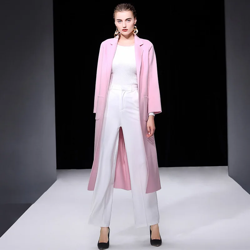 Vrouwen s winterjas roze dubbelzijdig wol kasjmier uitloper 2019 herfst plus size dames mode overjassen lange gratis schip Vrouwen s winterjas roze dubbelzijdig wol kasjmier uitloper 2019 herfst plus size dames mode overjassen lange gratis schip